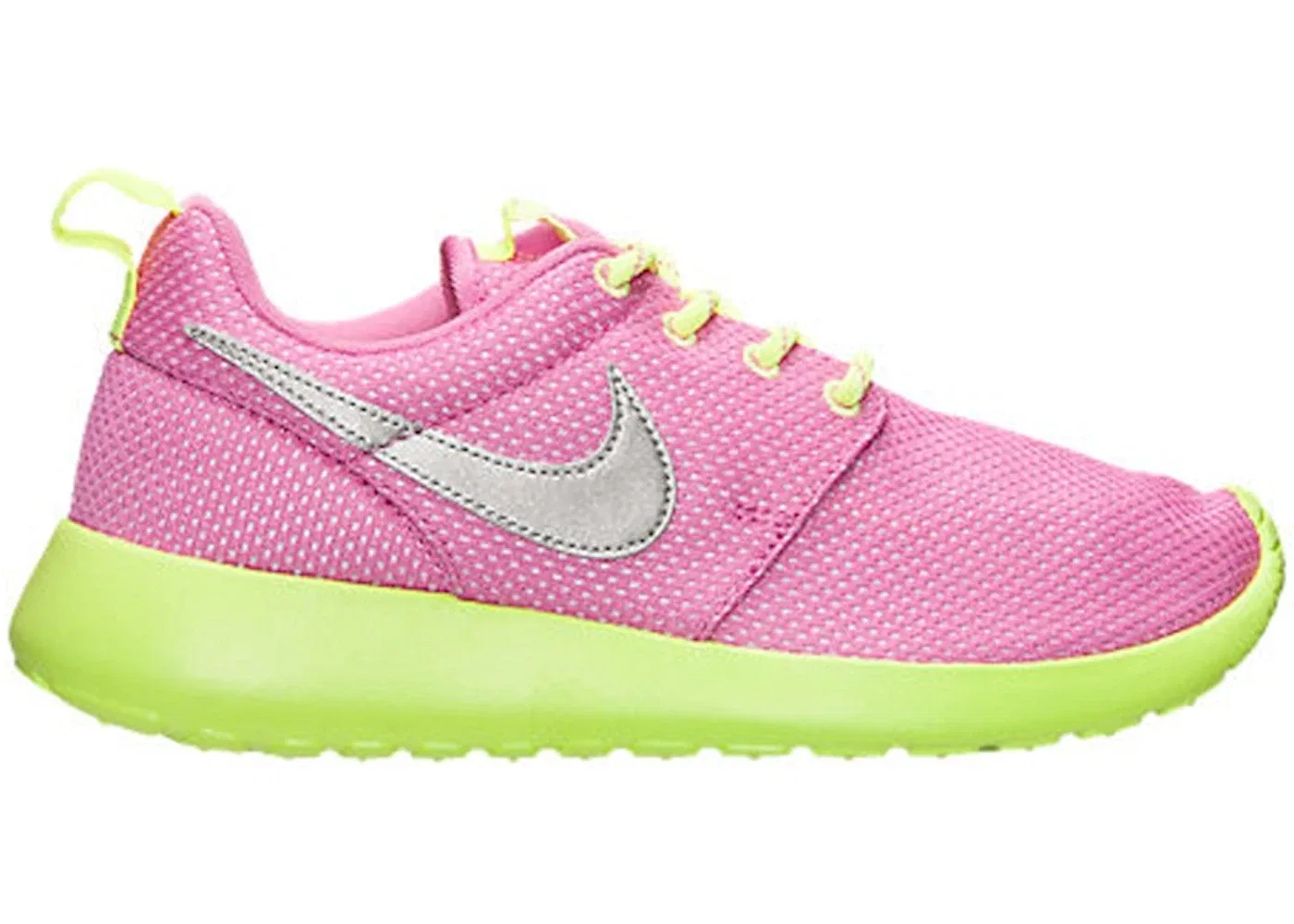 Детские кроссовки Nike Roshe Run Red Violet Metallic Silver Volt, цвет Red Violet/Metallic Silver-White-Volt Ice