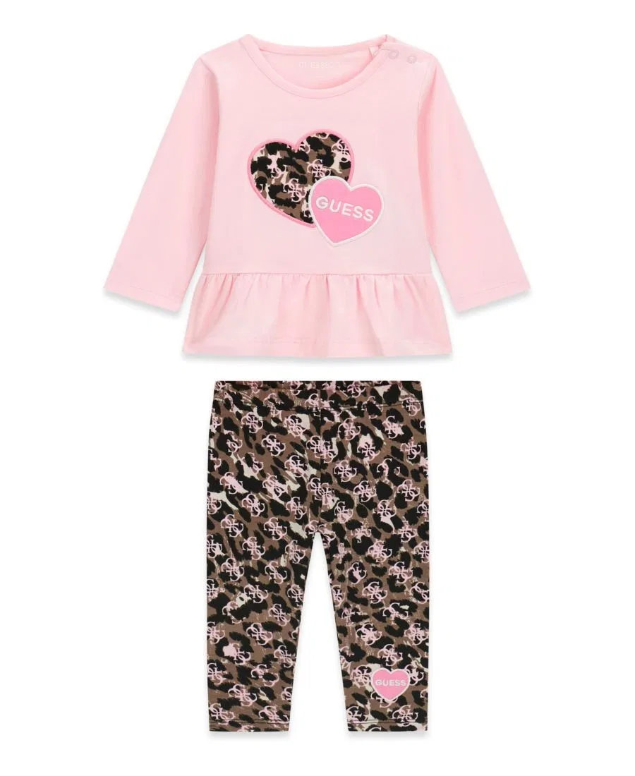 Детский комплект для девочек с длинным рукавом GUESS, Pink/Brown