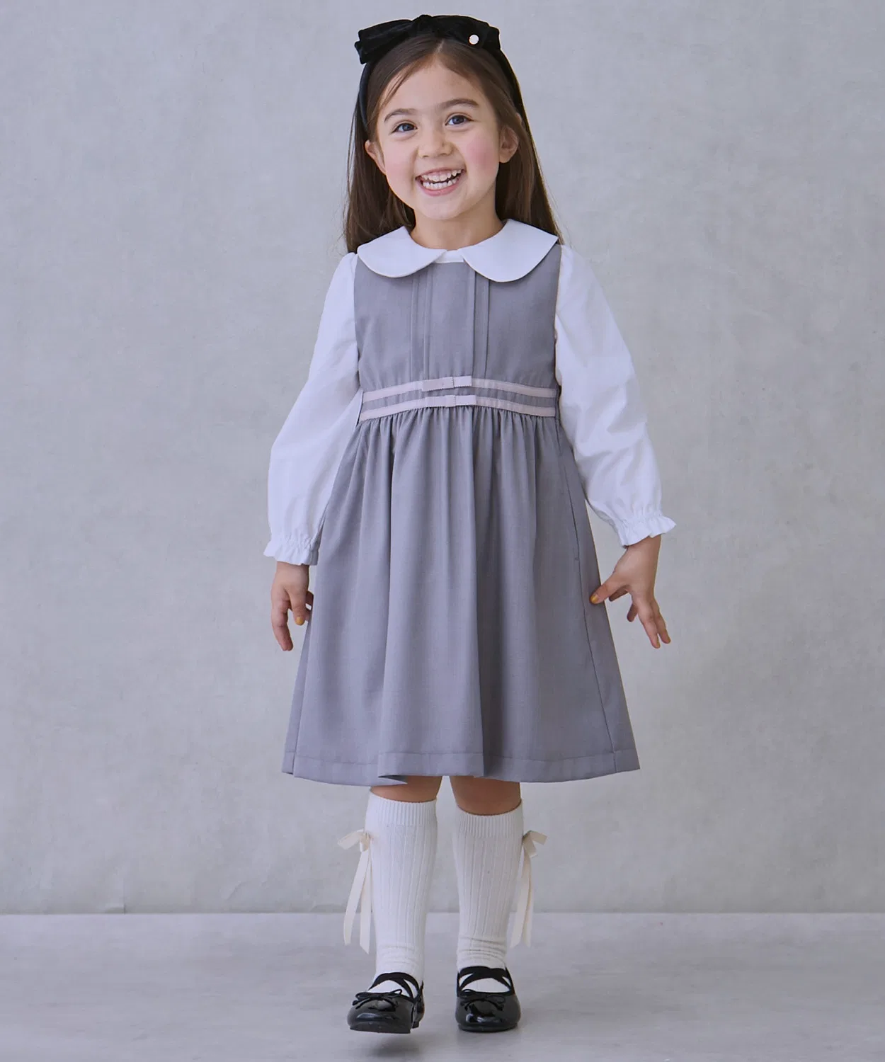 Детский сарафан с поясом-лентой Semiformal petit main, Grayish Beige