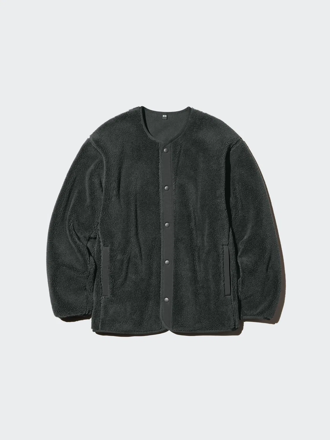 Кардиган на молнии с длинным рукавом из флиса Uniqlo, темно-серый — фото 3