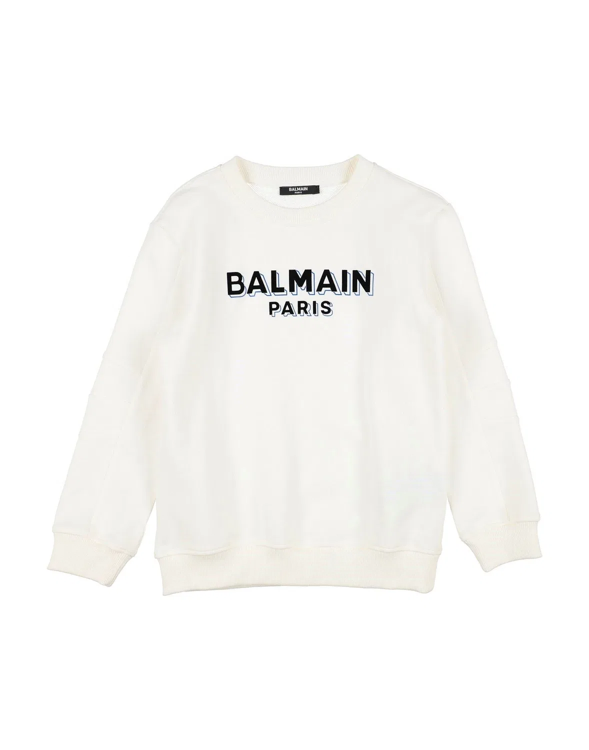Детское худи с принтом Balmain, кремовый