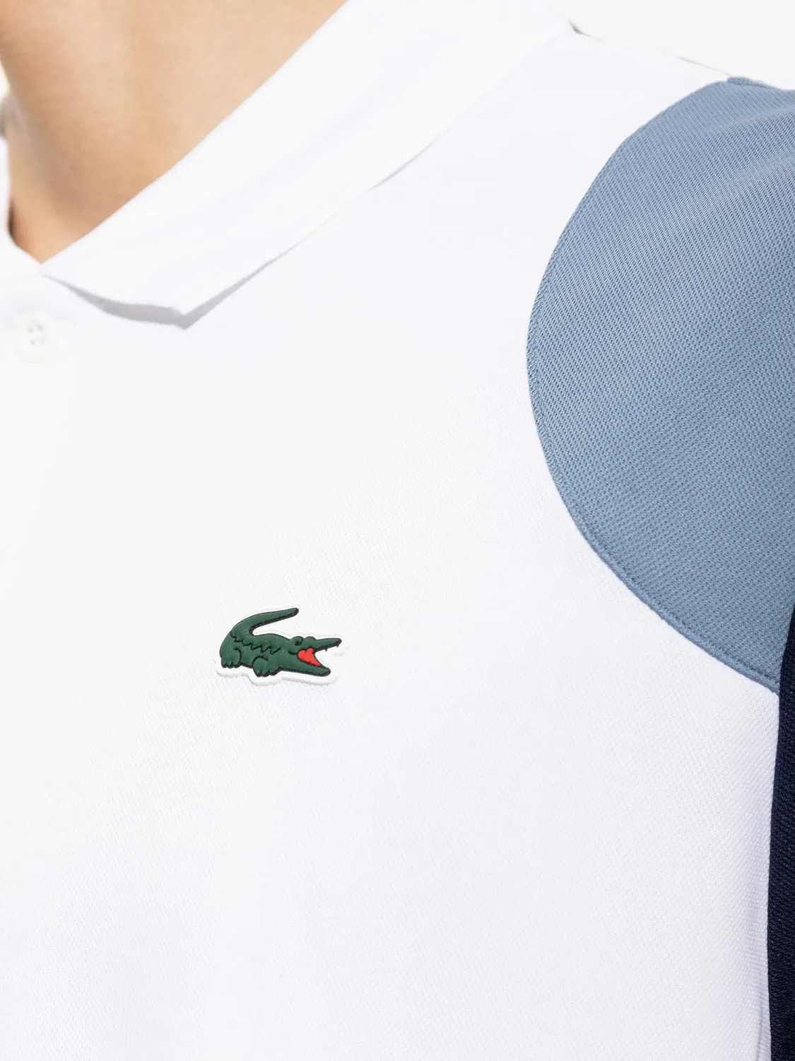 Lacoste Поло Ultra Dry колорблок белый — фото 2