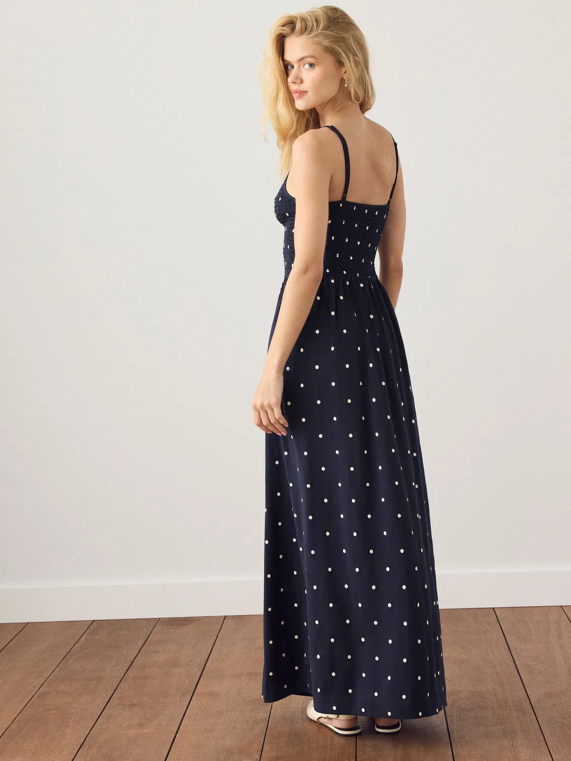 Макси-платье с квадратным вырезом, Polka Dot Next, Navy Blue Polka Dot — фото 4
