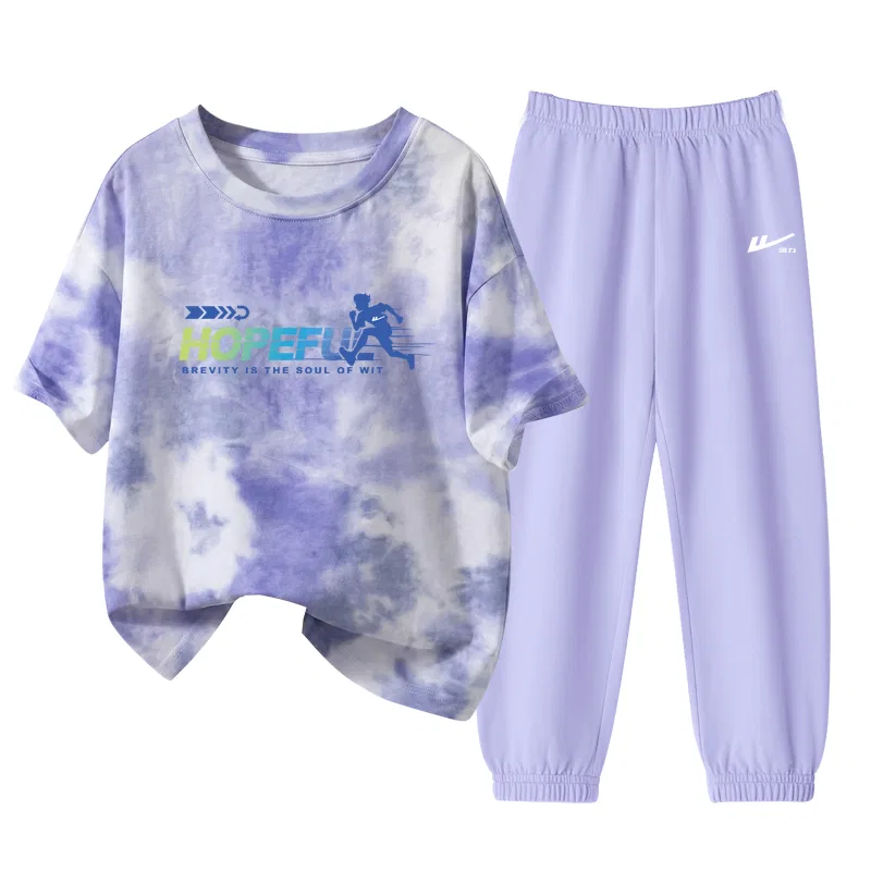 Детский спортивный комплект с принтом Purple/H Gradient Running-Purple/H White Huili Small K WARRIOR