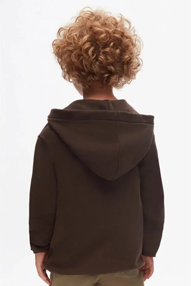 Детское худи с принтом Sun Zipper Cardigan Nk Kids, Dark Coffee — фото 3