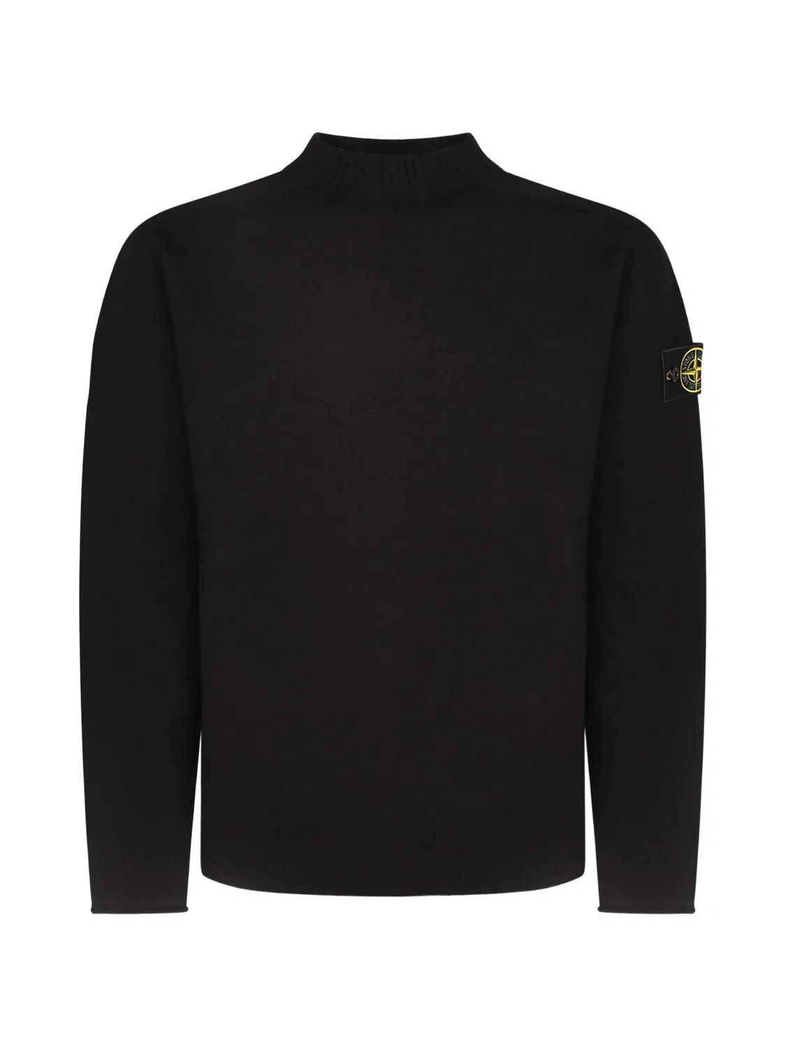 Шерстяной джемпер с высоким воротником Stone Island, черный