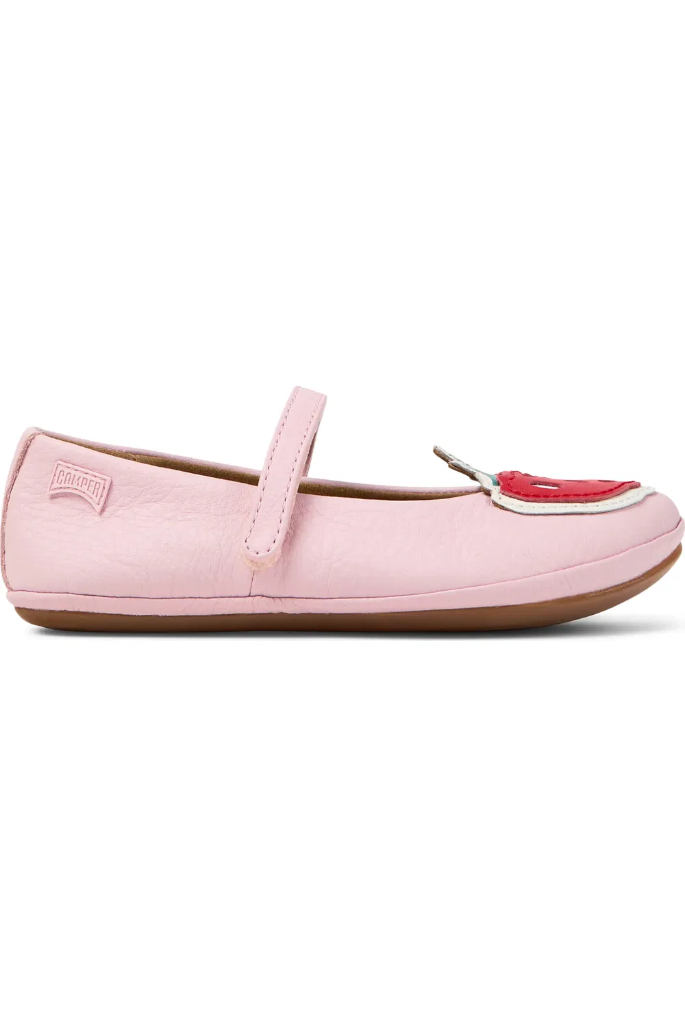 Туфли детские без задника Camper Twins Mismatch с аппликацией клубники, Light/Pastel Pink — фото 3