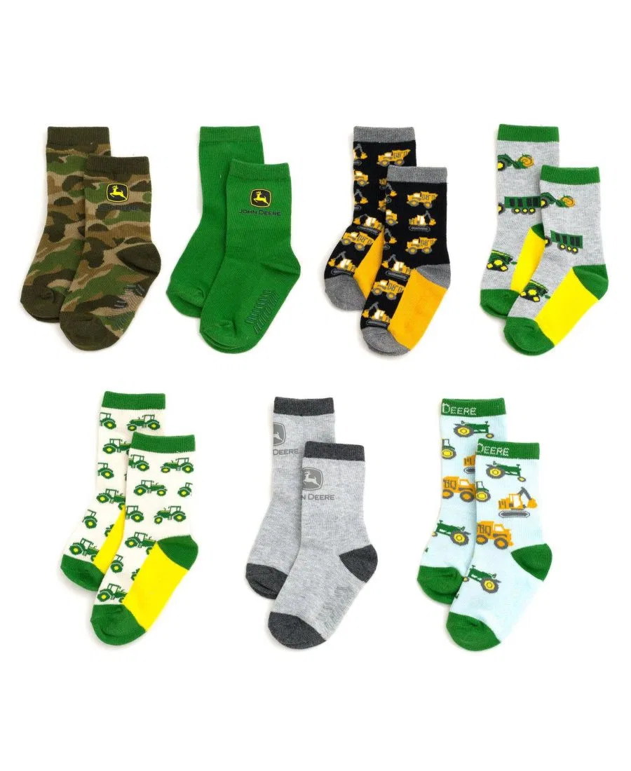 Комплект носков с нескользящей подошвой, 7 пар John Deere, Green Black Camo Multi