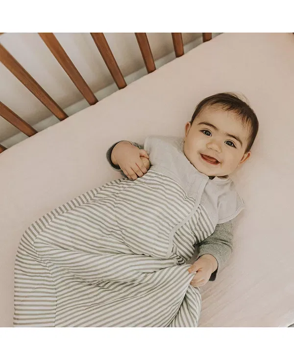 Детский спальный мешок для новорожденных стеганый Unisex cotton muslin quilted sleep bag Little Unicorn, Grey Stripe — фото 3