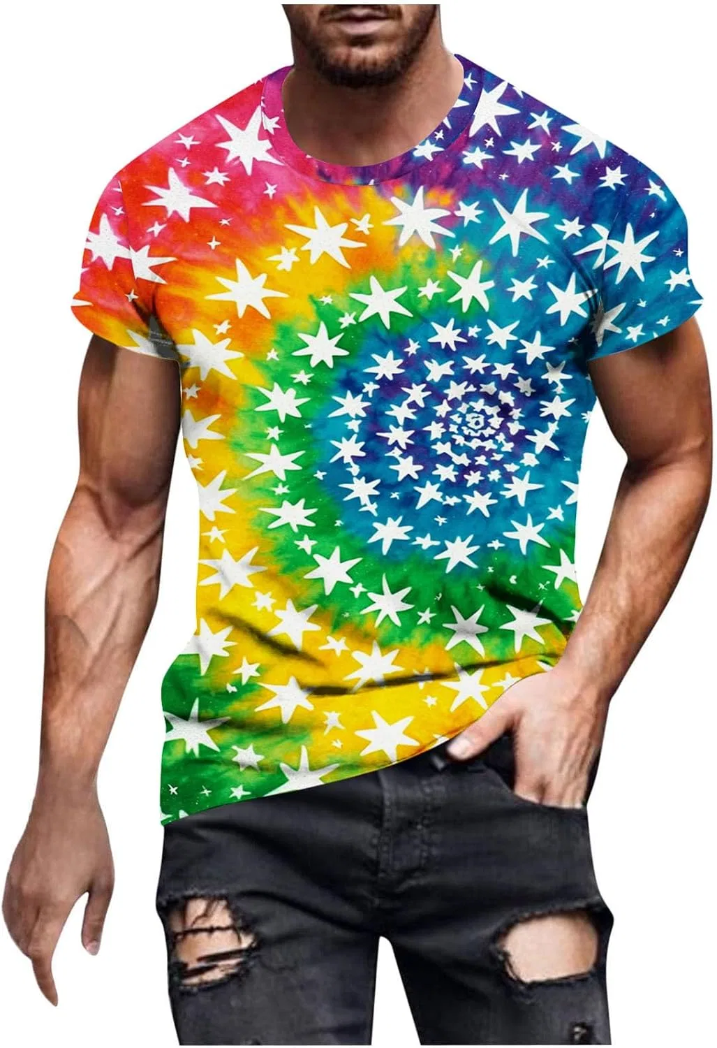 Мужская футболка оверсайз с тай-дай принтом, Multicolor