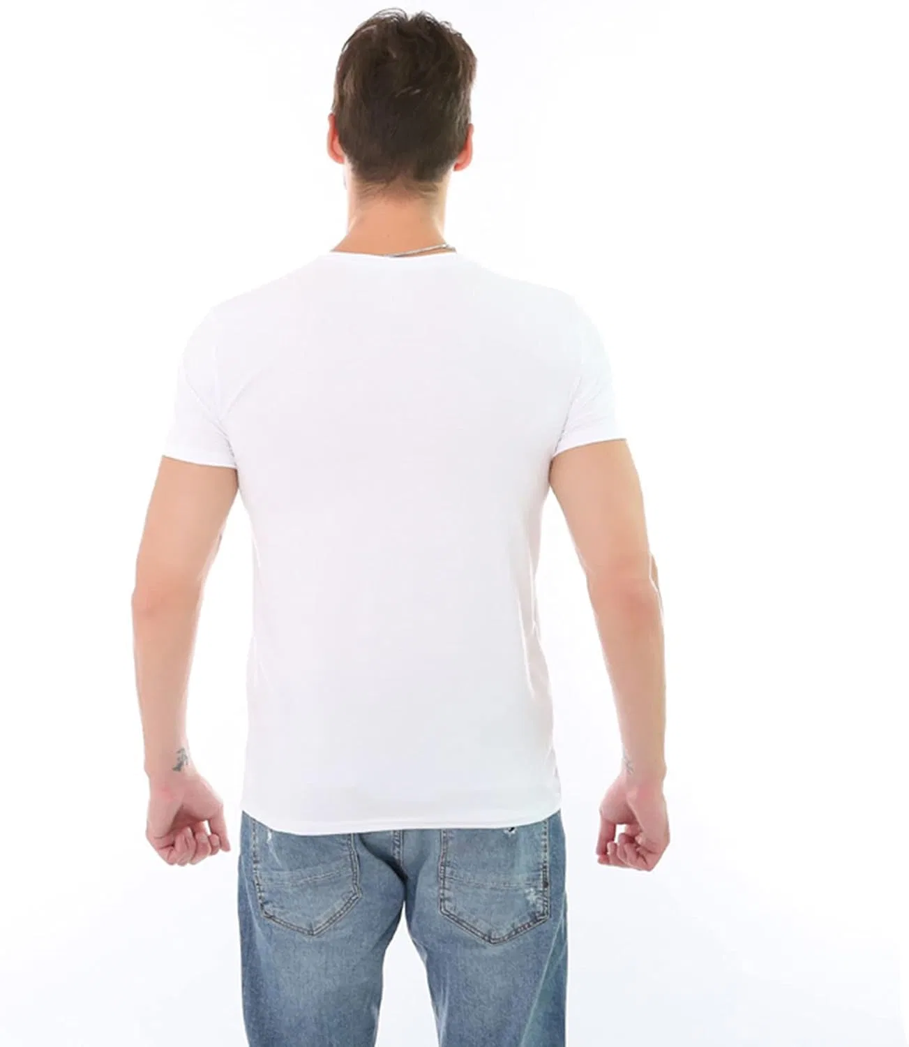 Мужская футболка с V-образным вырезом Muscle Stretch, White — фото 3