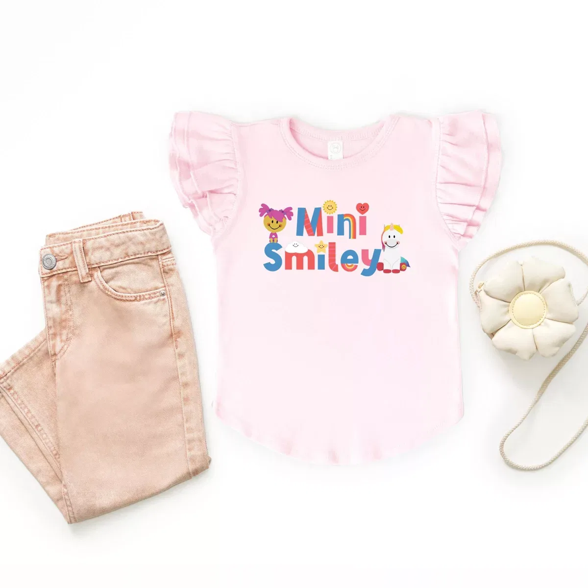 Детская футболка для девочек с принтом Mini Smiley Icons Unicorn The Juniper Shop, Black — фото 3