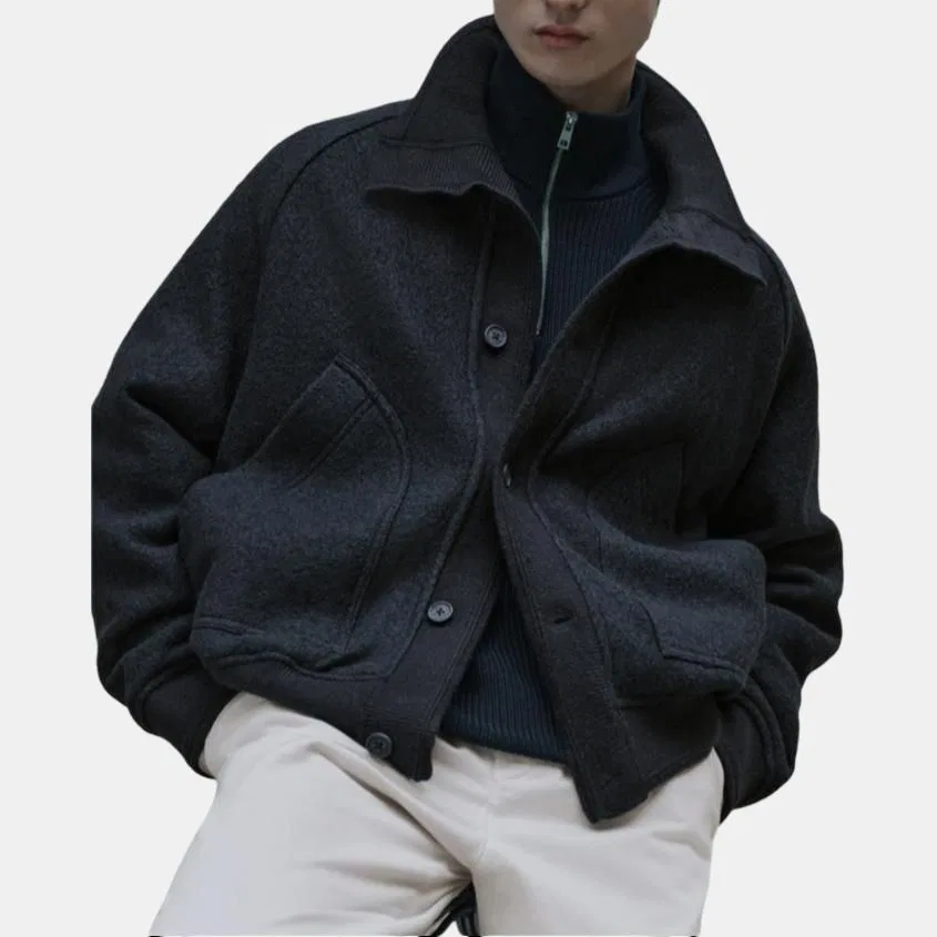Мужское демисезонное пальто с водолазкой Other, ZARA, Sea Blue — фото 4