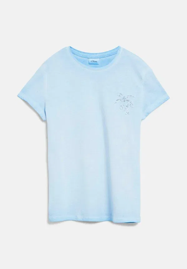 Футболка с вышивкой Print T-shirt S.Oliver, hellblau, светло-голубой — фото 4