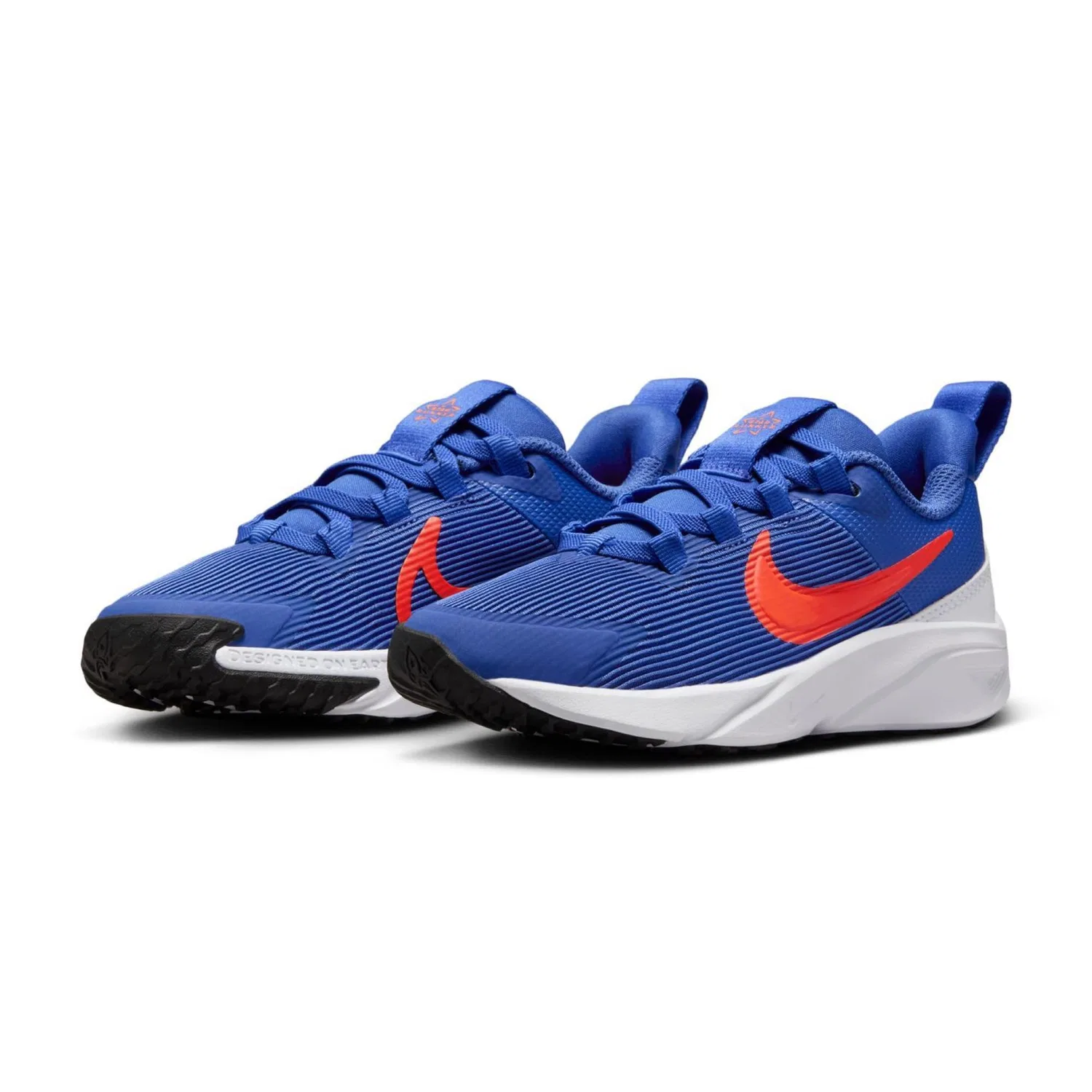 Детские кроссовки для мальчиков с шнуровкой Star Runner 4 Nn (Ps) NIKE, Astronomy Blue Team Orange White — фото 3