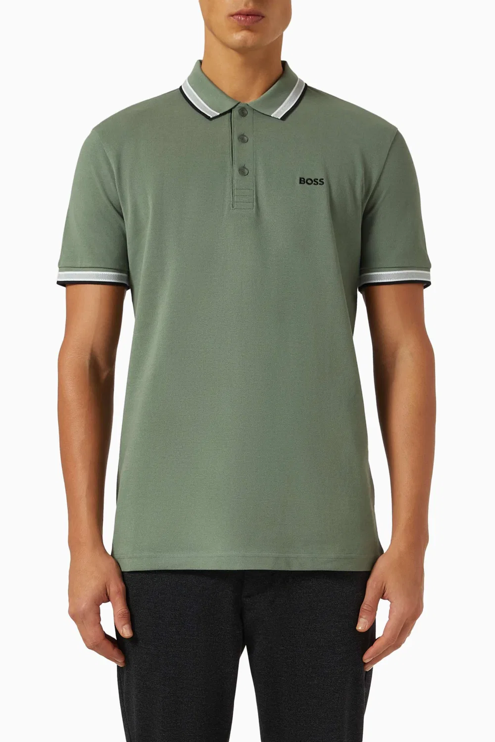 Рубашка поло хлопковое пике Paddy Polo Shirt BOSS, зеленый