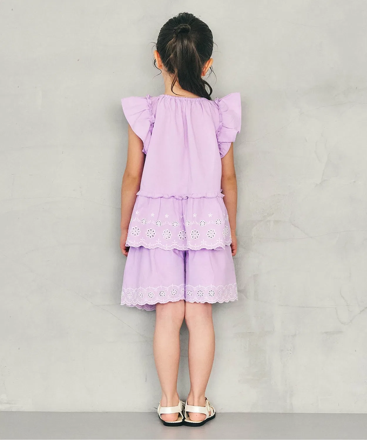 Детские шорты с кружевной отделкой и принтом Heart Flower Lace, модель Heart Flower Lace Frill Short Pants, apres les cours, Brown — фото 4