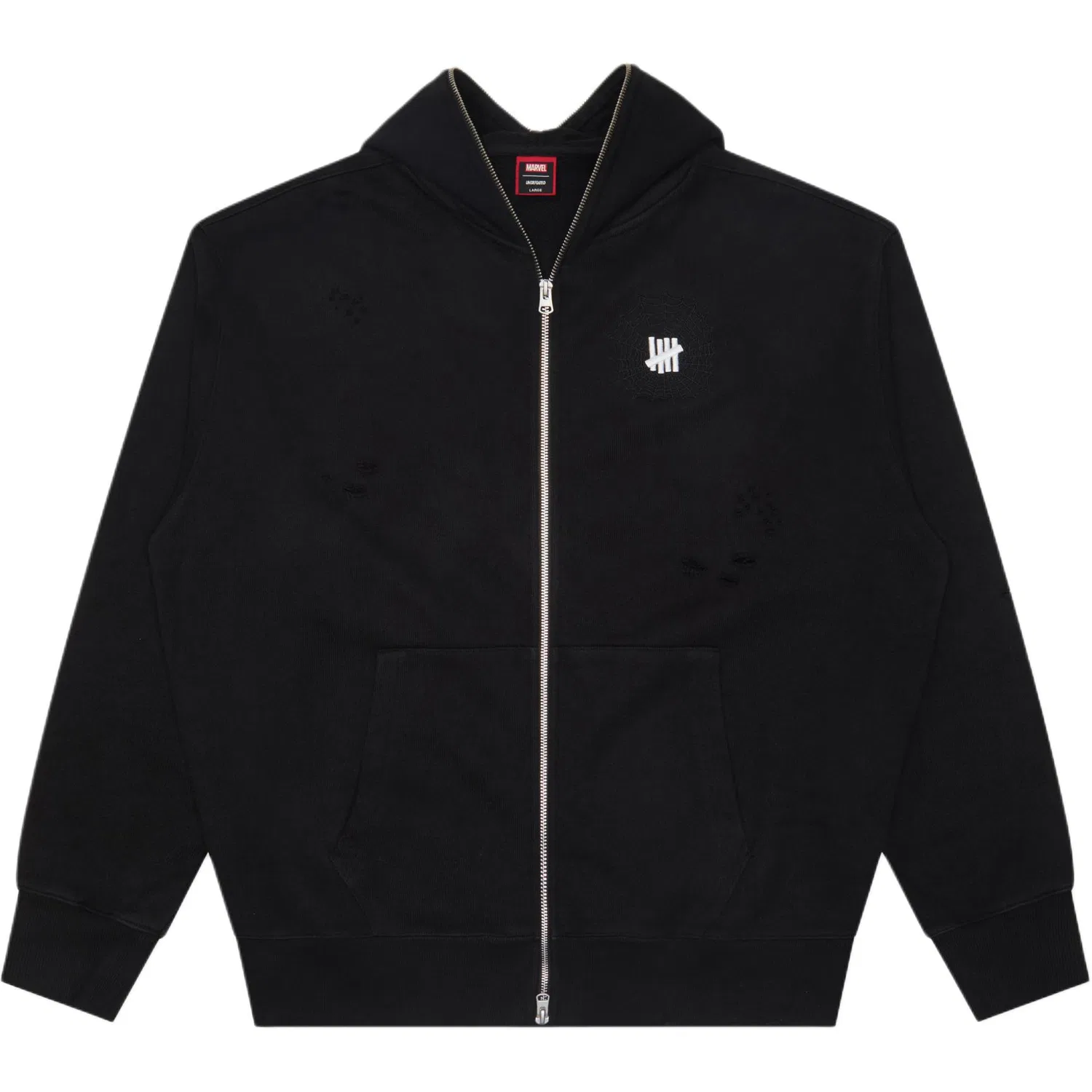 Детский свитшот с капюшоном с принтом Spider Man Collaboration Collection UNDEFEATED, черный — фото 3