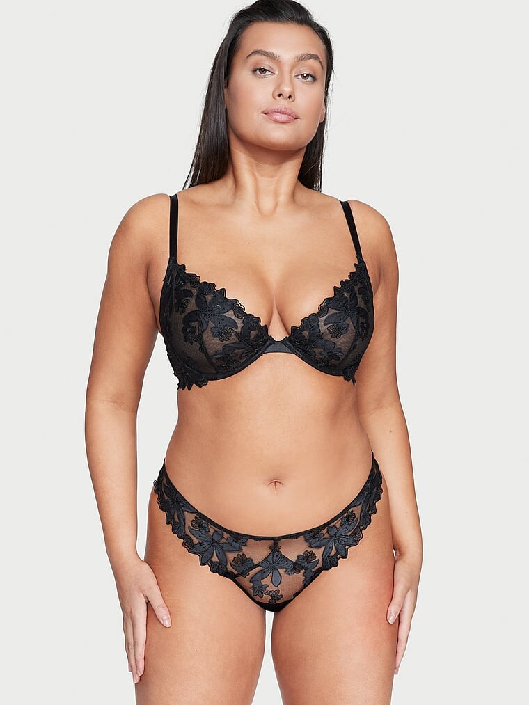 

Трусы Victoria's Secret Very Sexy Floral Embroidered, черный