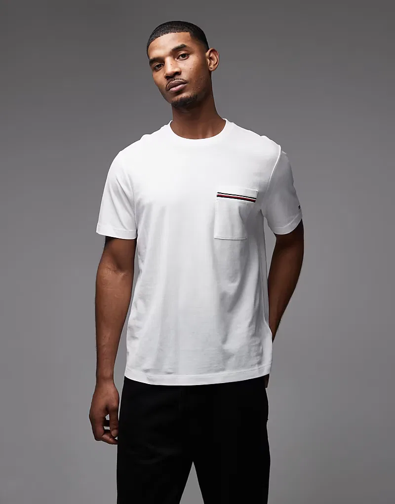 Футболка пике global stripe с карманом Tommy Hilfiger, белый