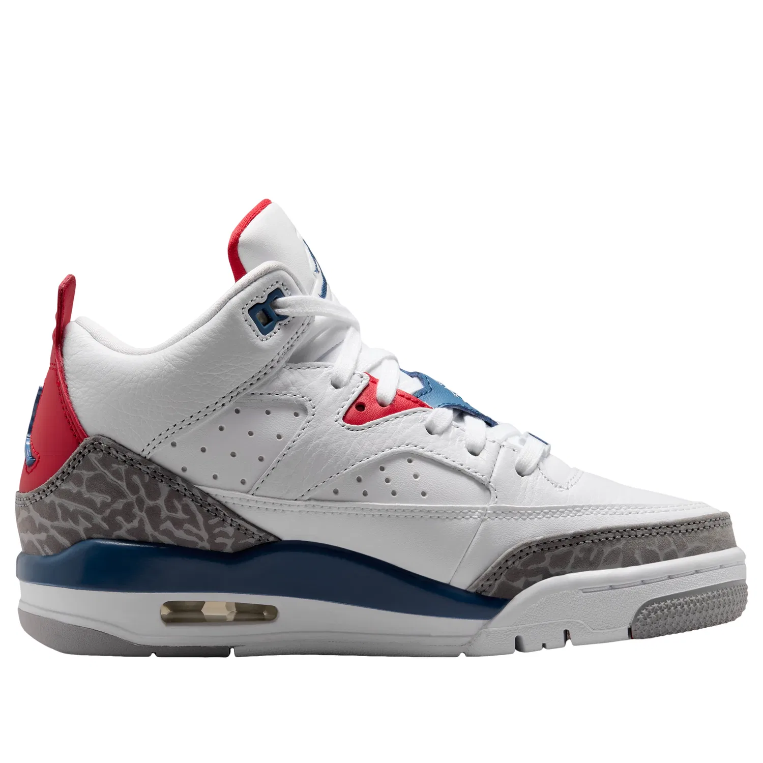 Детские кроссовки с кожаным верхом Air Jordan Son of Mars Low 'White Varsity Red' Jordan, White/Varsity Red/Light Smoke Grey/True Blue — фото 2
