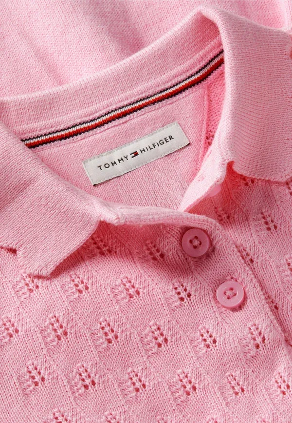 Платье-свитер хлопковое Pointelle Cable Dress Tommy Hilfiger, Classic Pink, розовый — фото 3