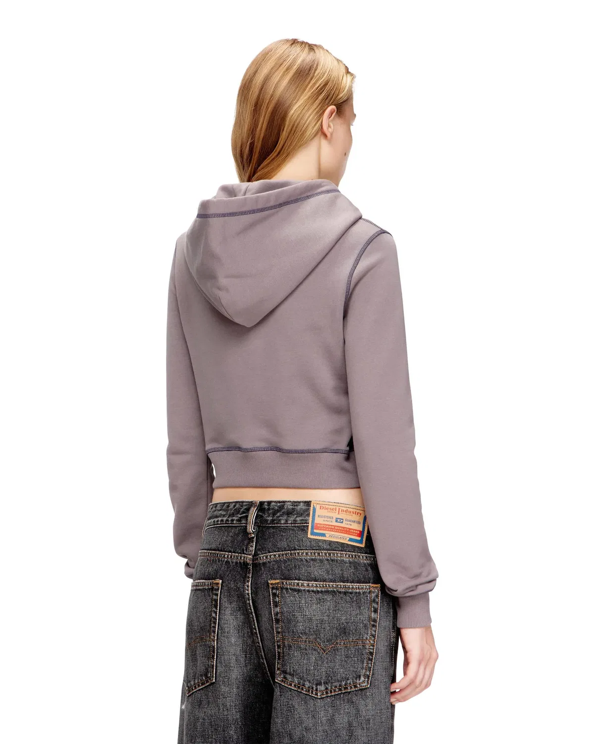 Женская худи Diesel с принтом, Модель Sudadera de mujer DIESEL con capucha y motivo gráfico, Diesel, Серый — фото 2