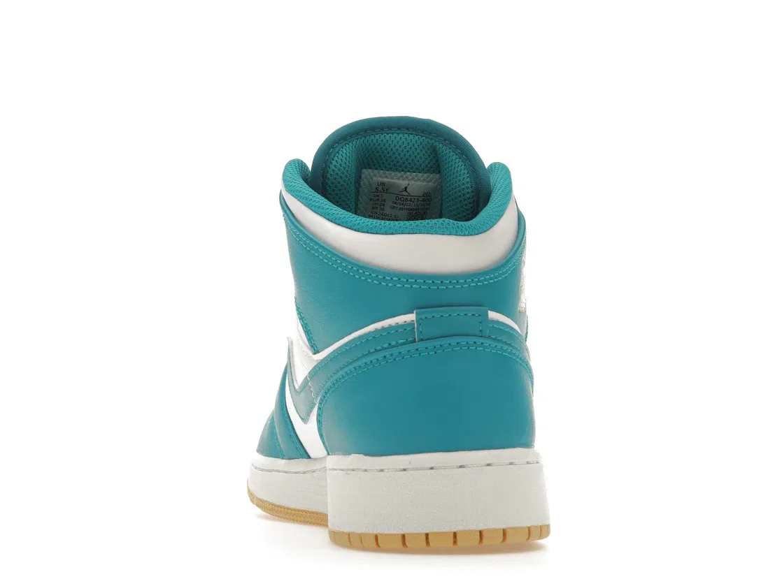 Детские кроссовки Lifestyle с ярким дизайном Jordan 1 Mid Aquatone (GS) Jordan, Aquatone/Celestial Gold/White — фото 4