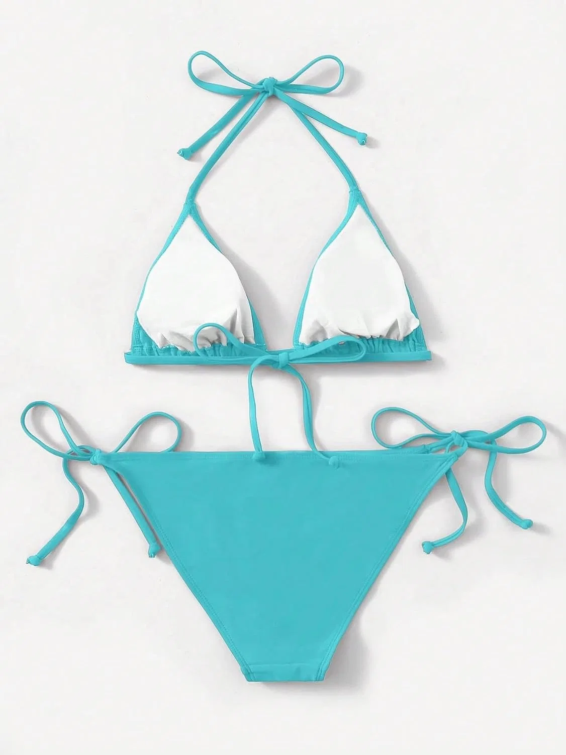 Женский бикини-комплект с завязками на спине, Mint Blue — фото 2
