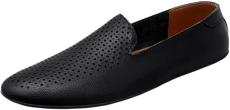 Лоферы мужские кожаные с перфорацией, Black DHFIRUFSHLO
