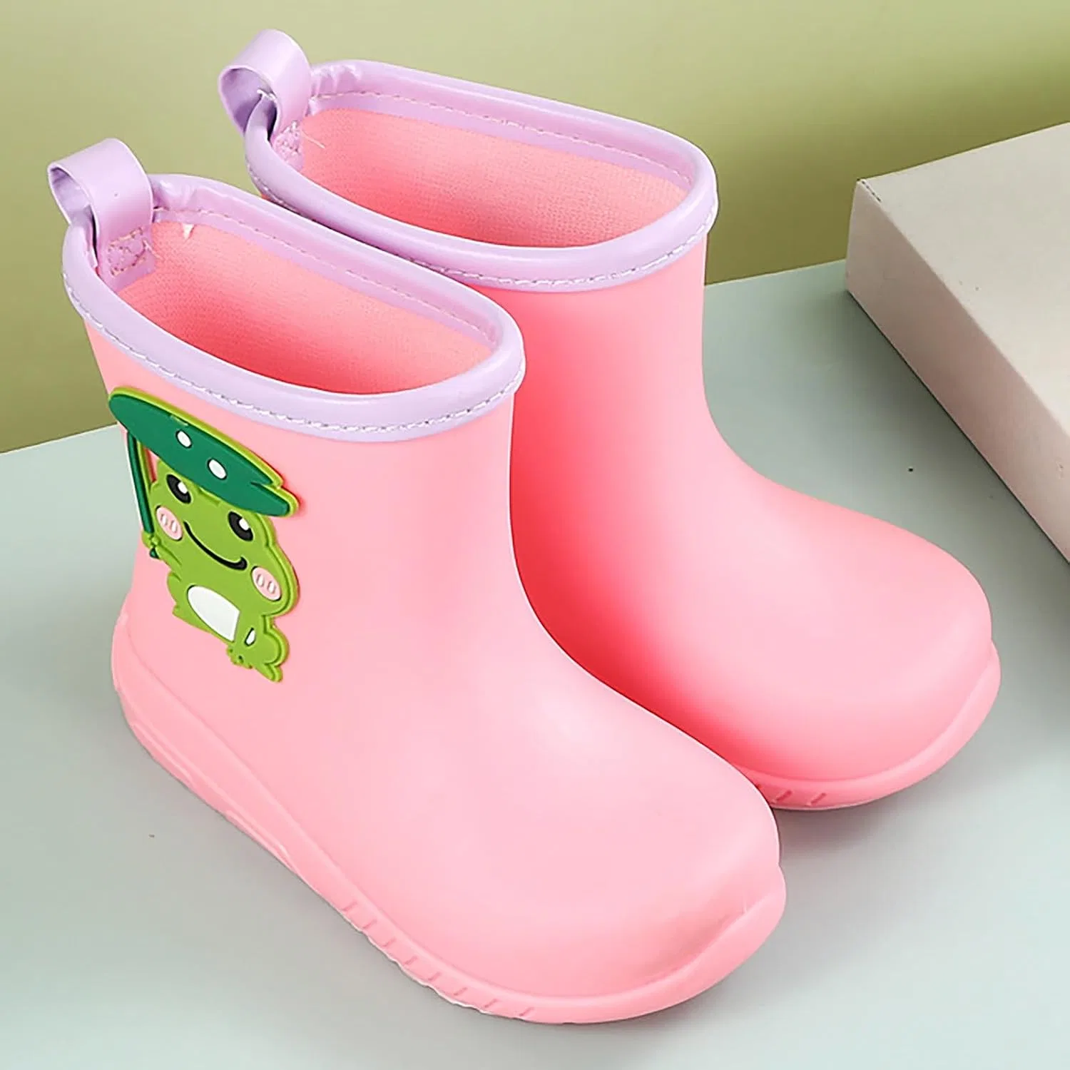 Детские резиновые сапоги для девочек с принтом лягушки Frog Graphic, Pink — фото 2