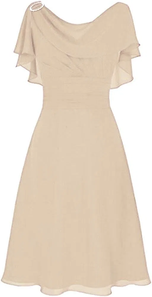 Женское повседневное платье с накидкой из шифона Chiffon, Beige — фото 2