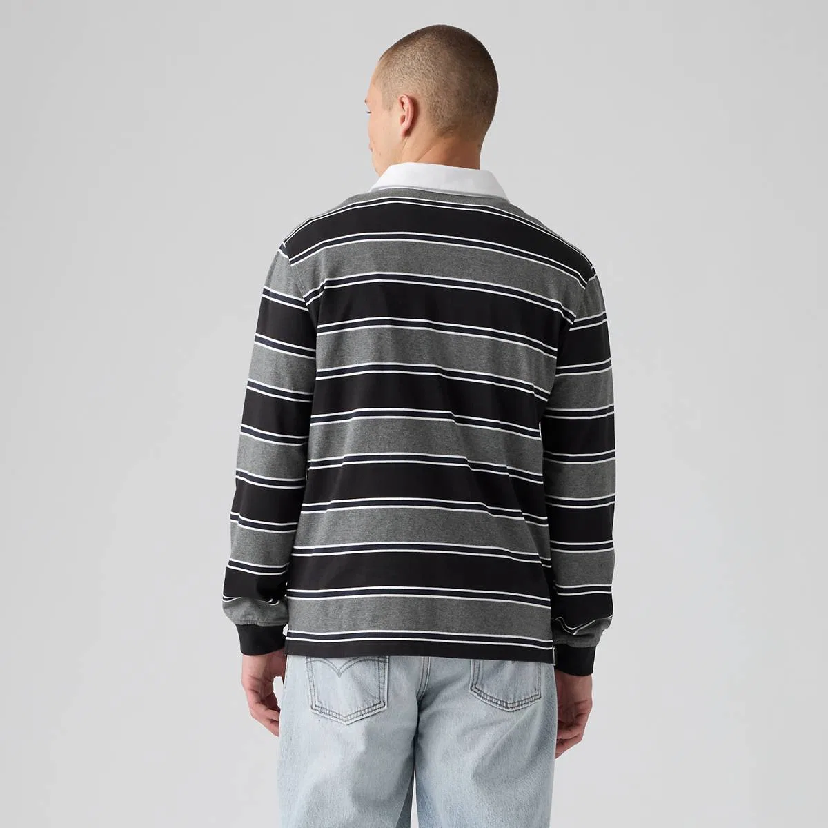 Классическая регбийная рубашка с длинными рукавами Levi's, Branco Stripe Charcoal Grey Heather - Multi-Color — фото 4