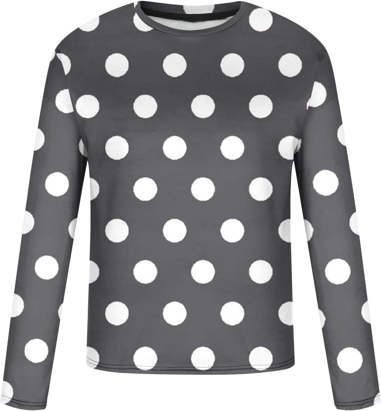 Мужская футболка с длинным рукавом в горошек, Dark Gray — фото 3