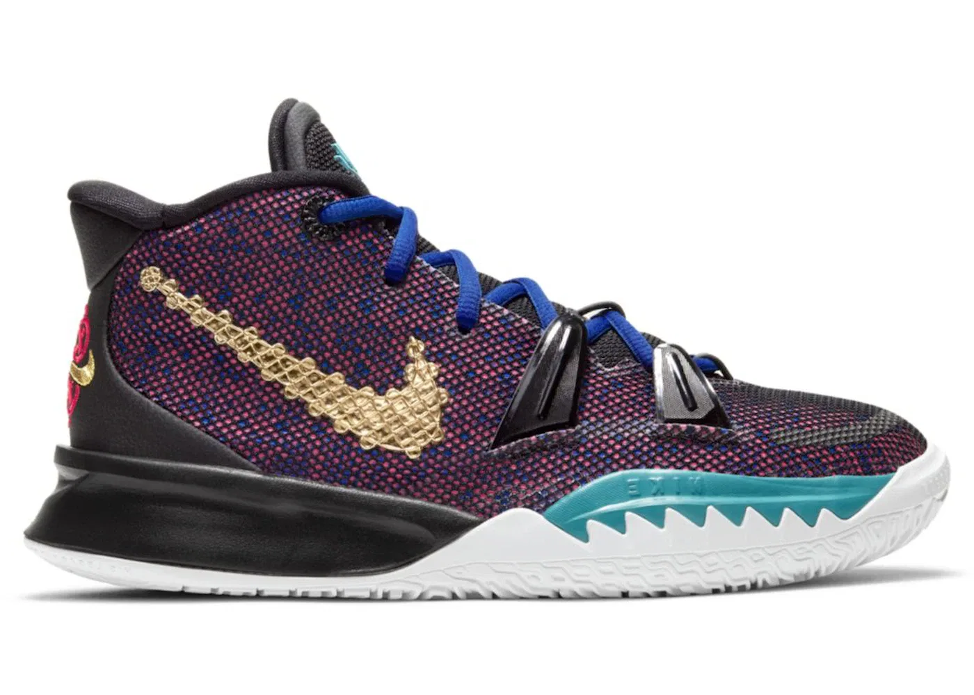 Детские кроссовки для баскетбола Nike Kyrie 7, Black/Spirit Teal/Hyper Pink/Metallic Gold