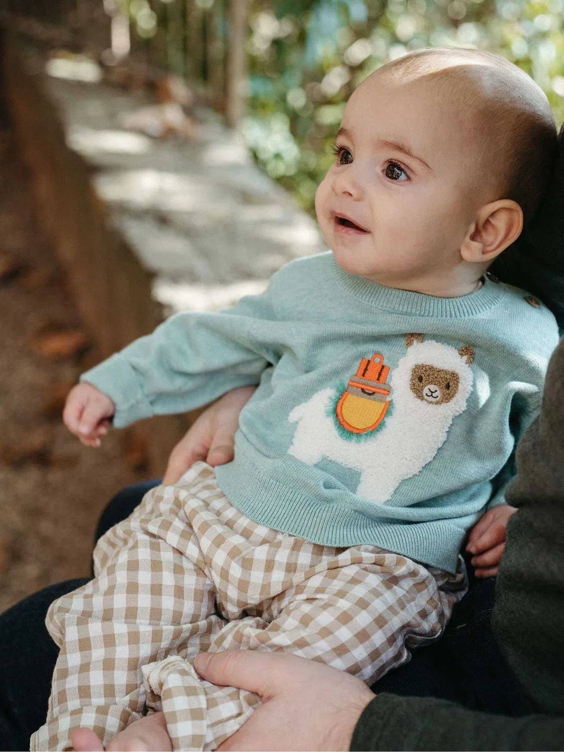 Джемпер с вышивкой ламы Purebaby Green