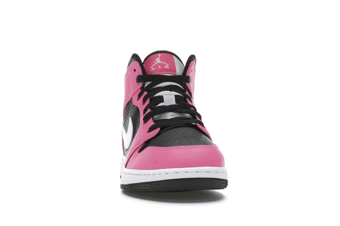 Детские кроссовки с кожаным верхом Jordan 1 Mid Jordan, Black/White-Pinksicle — фото 2