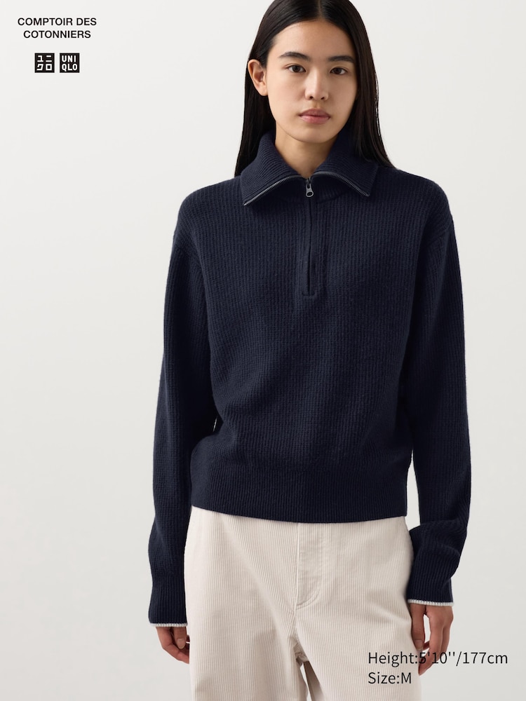

Джемпер из овечьей шерсти на молнии Uniqlo, цвет 69 синий