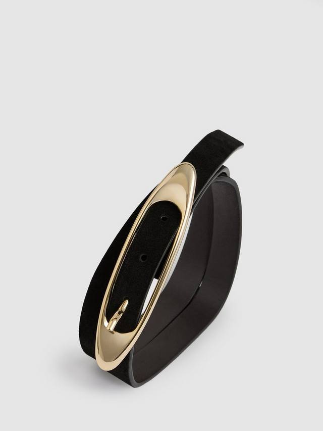 

Кожаный ремень Evelina с овальной пряжкой Reiss, Black