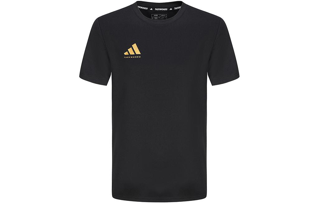 Adidas Футболка унисекс, черная с золотыми элементами — фото 3