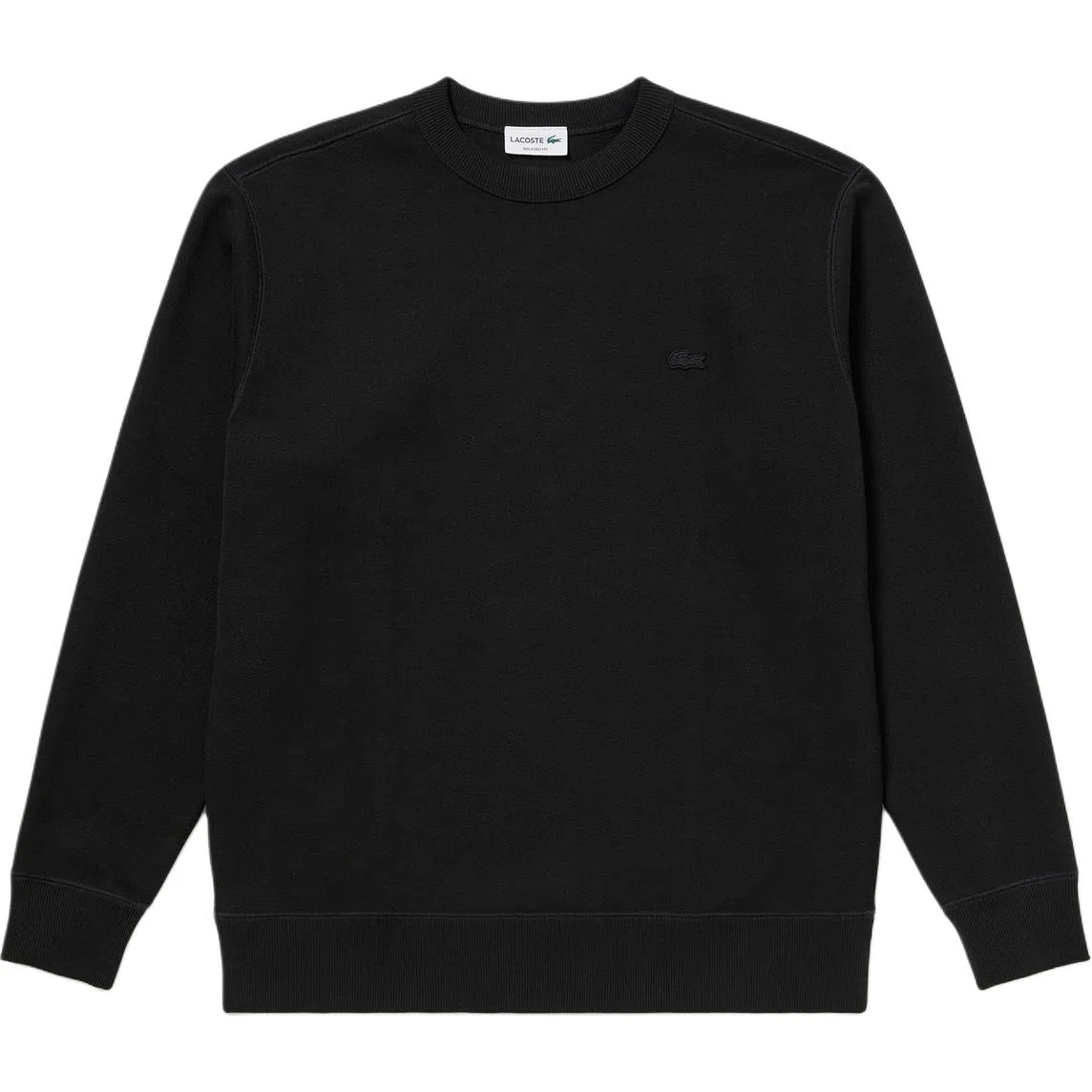 Свитшот мужской Lacoste черный, круглый вырез, средняя посадка