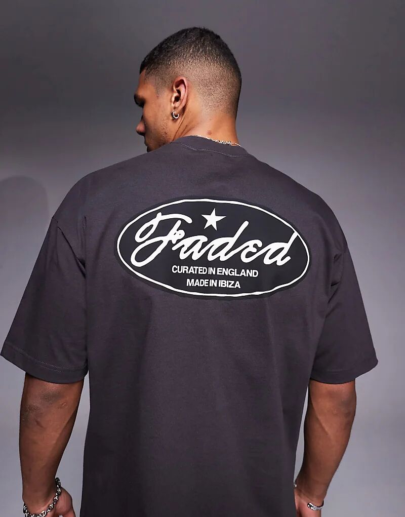 

Футболка с контрастным принтом логотипа на спине в угольном цвете Faded Store