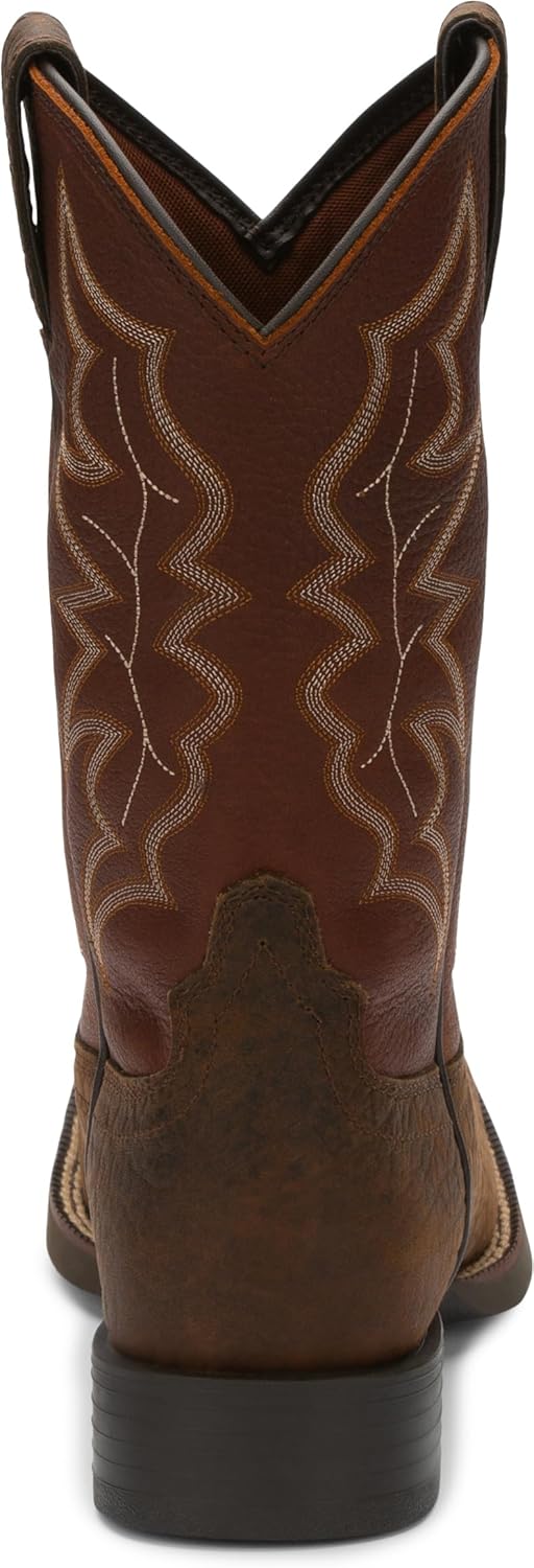 Мужские сапоги Justin Chet 11" Western - коллекция Stampede - ортопедическая стелька, квадратный носок, коричневый — фото 4