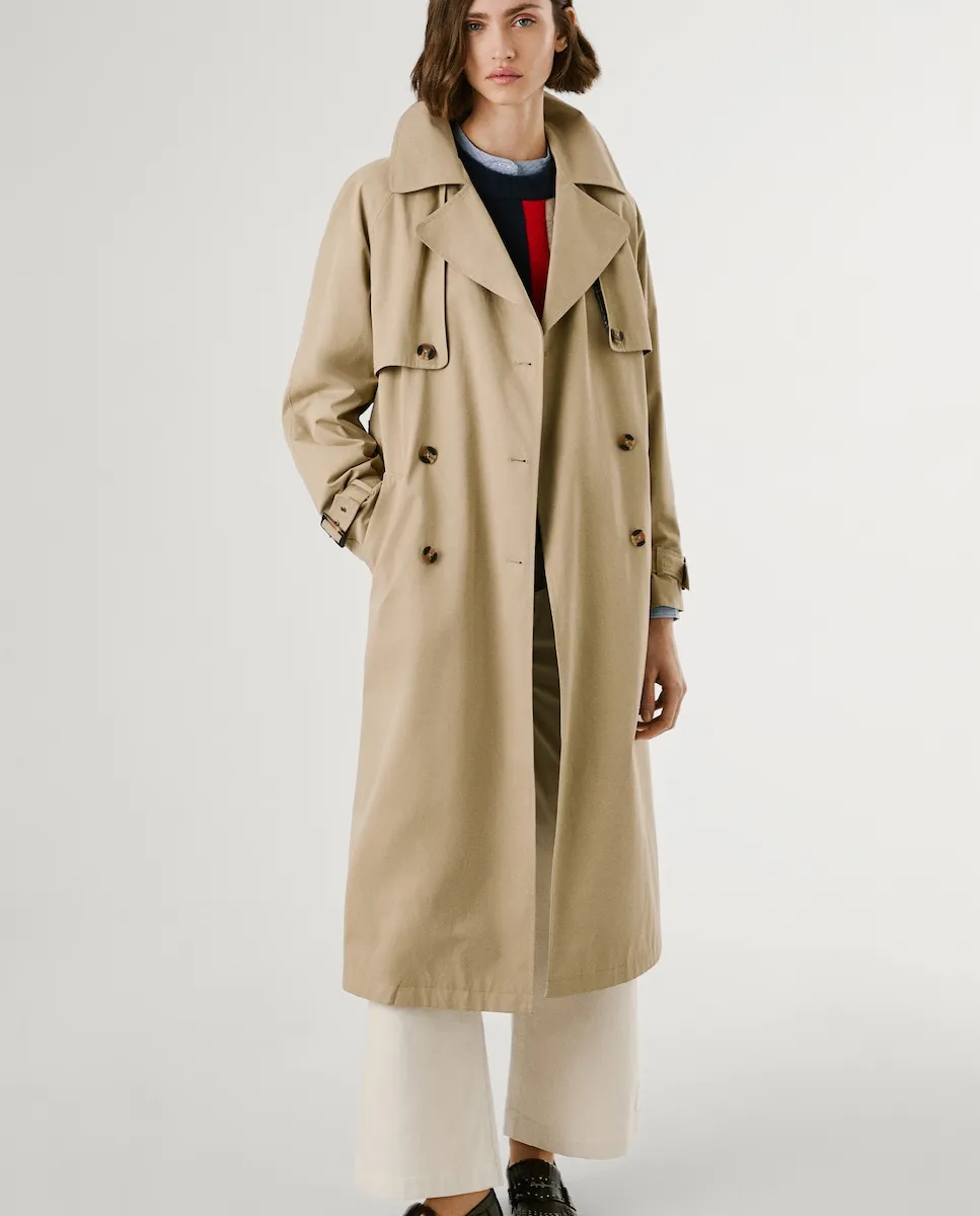 

Длинное женское пальто из водонепроницаемой ткани Pepe Jeans, бежевый