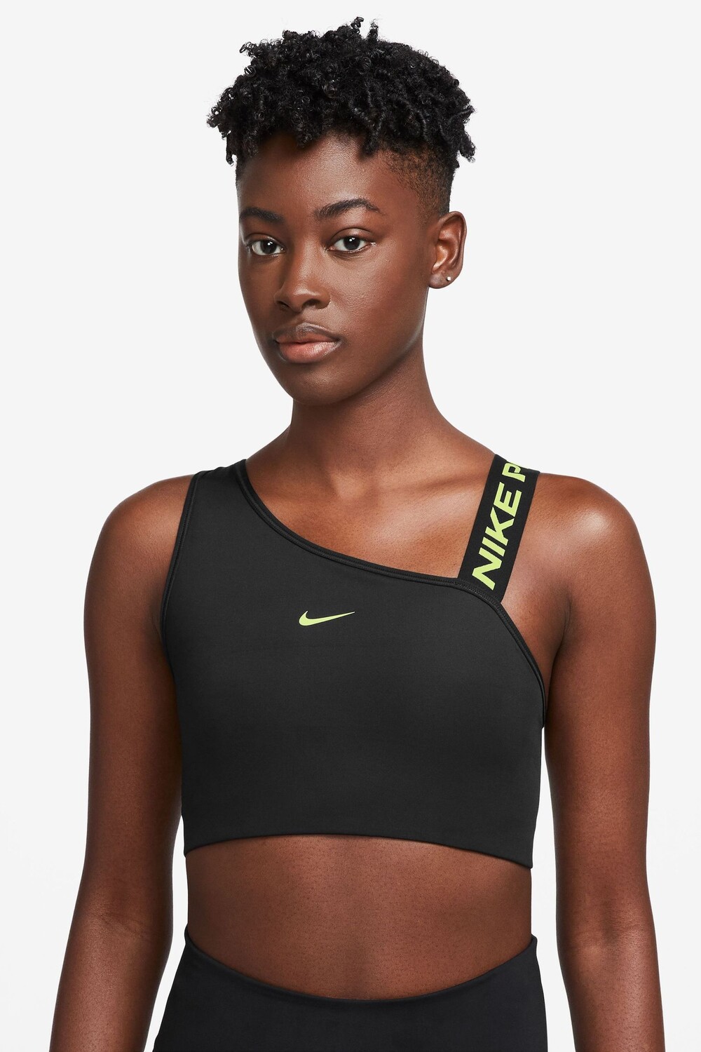 

Асимметричный спортивный бюстгальтер Pro Swoosh со средней поддержкой Nike, черный
