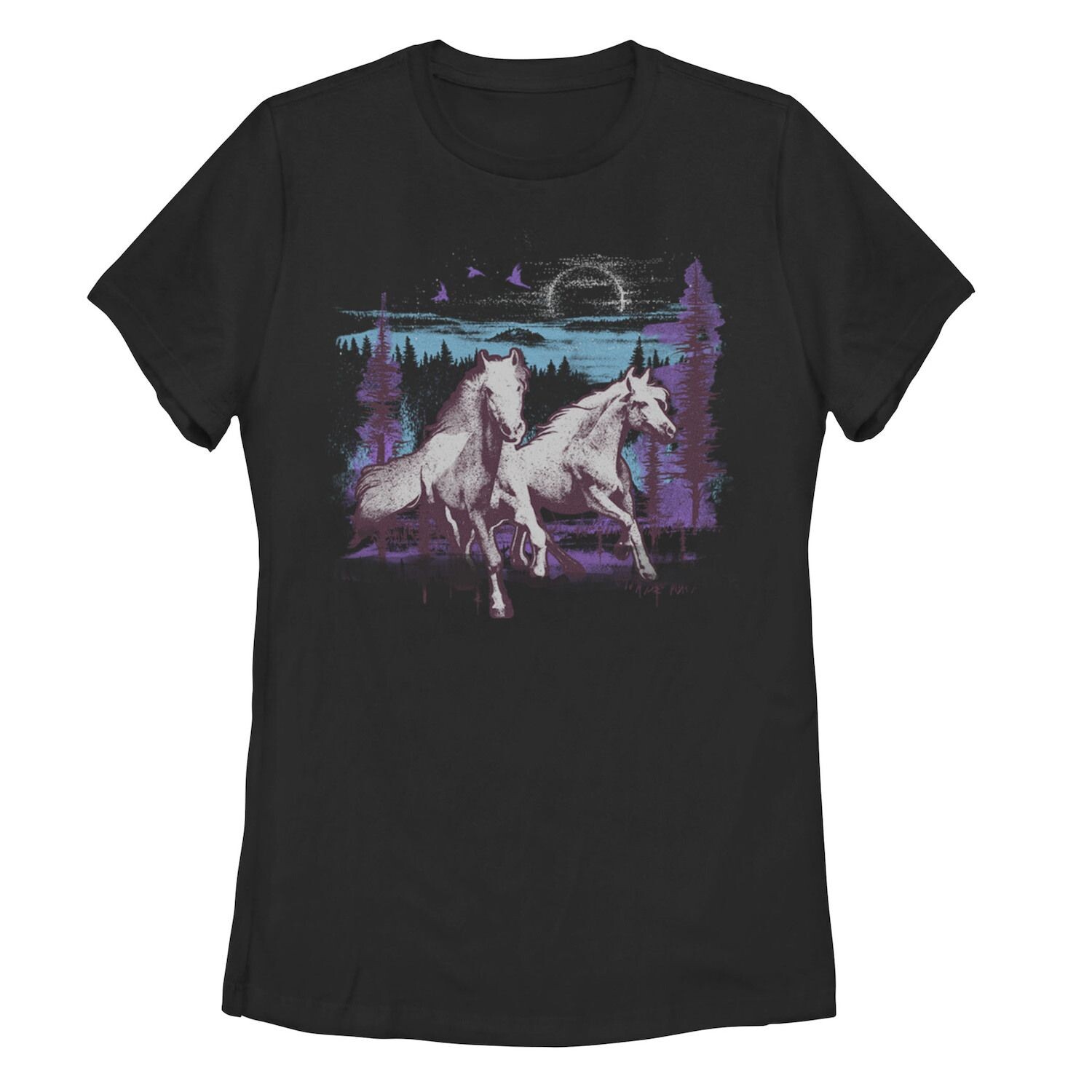 

Детская футболка с рисунком Moon Run Horse для улицы, черный