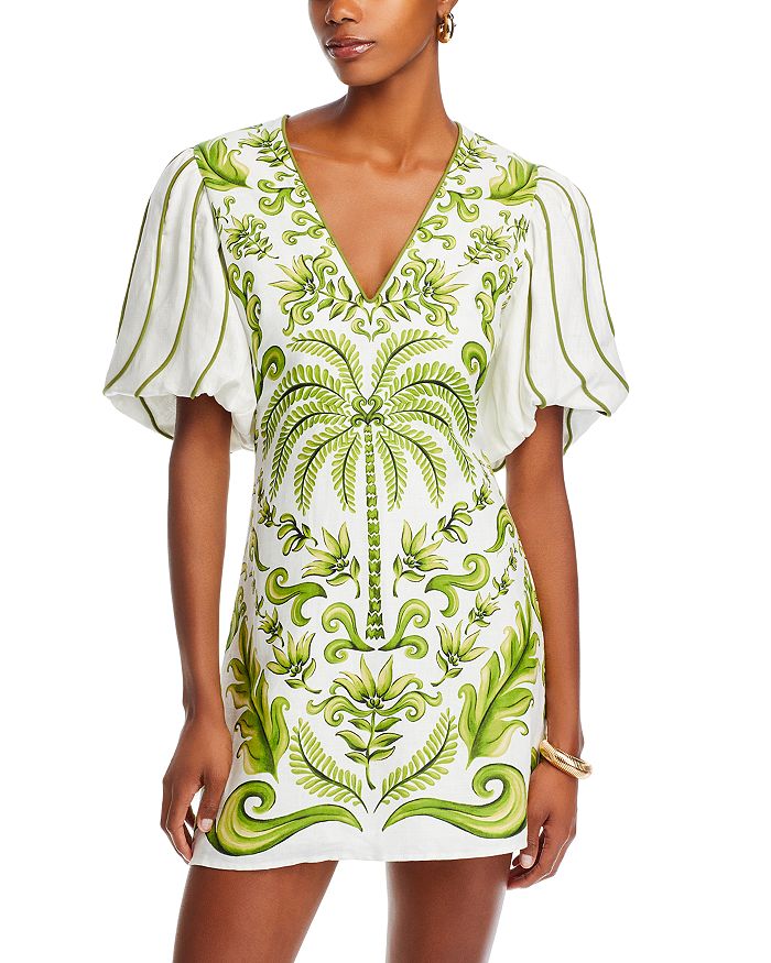 

Льняное мини-платье Milani Off White FARM Rio, зеленый