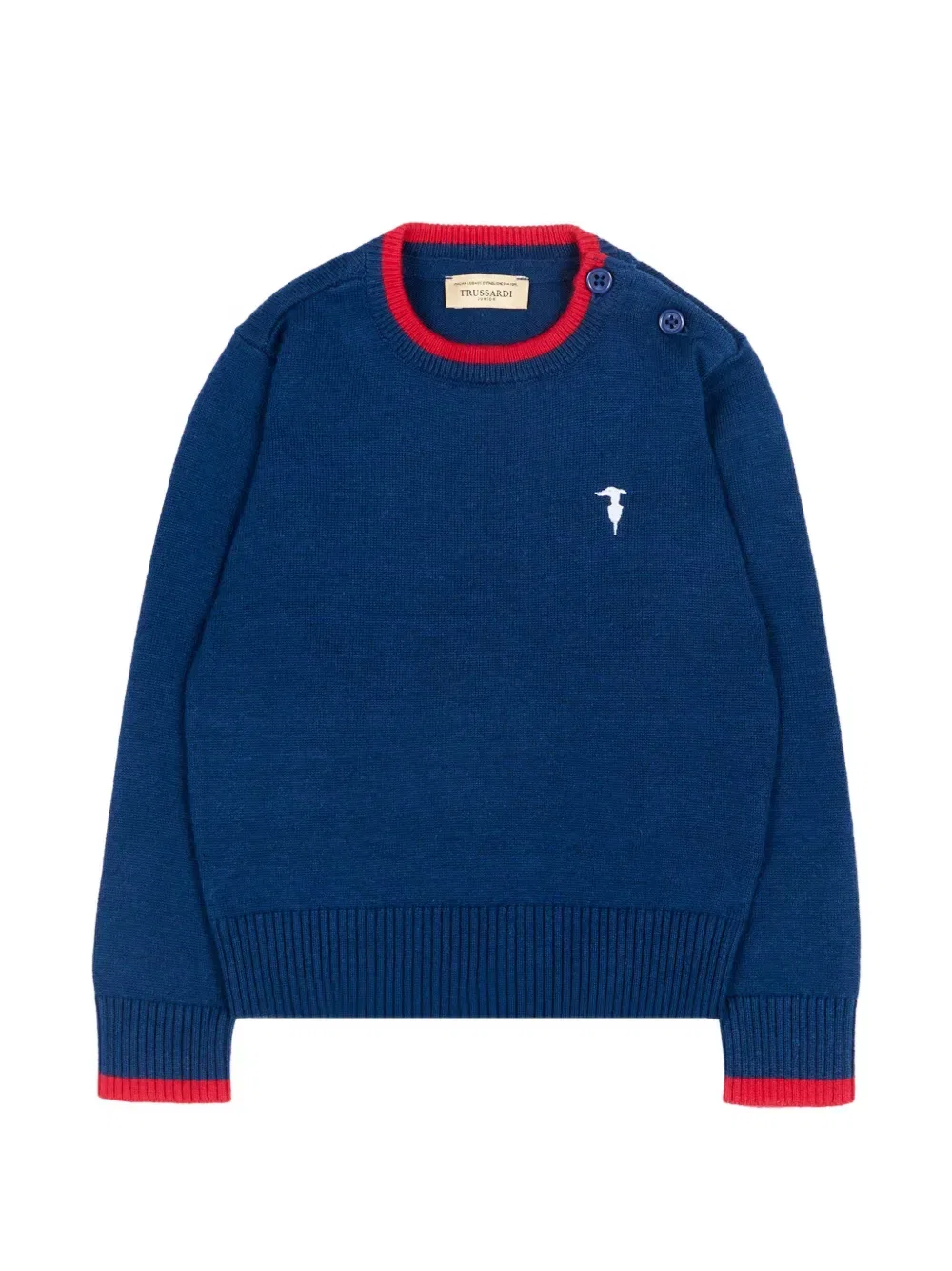 Вышитый джемпер с круглым вырезом Trussardi Junior, синий