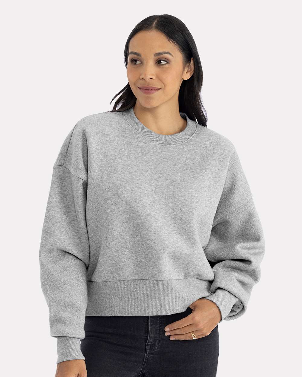 

Женская толстовка с круглым вырезом и тяжелым воротом Next Level, цвет heather grey