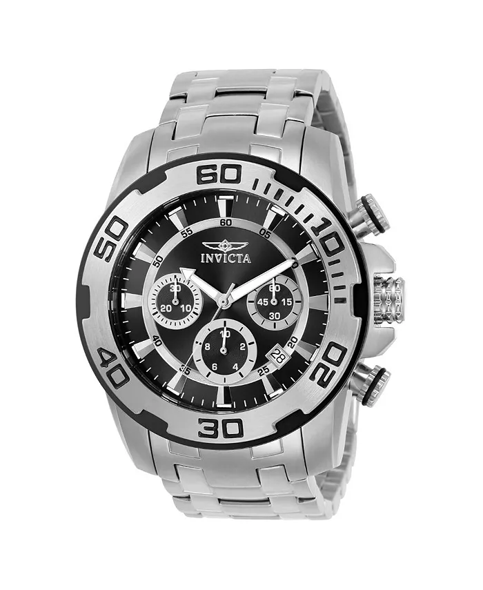 

Мужские часы Pro Diver Quartz Chronograph 22318 с черным циферблатом Invicta, серебряный